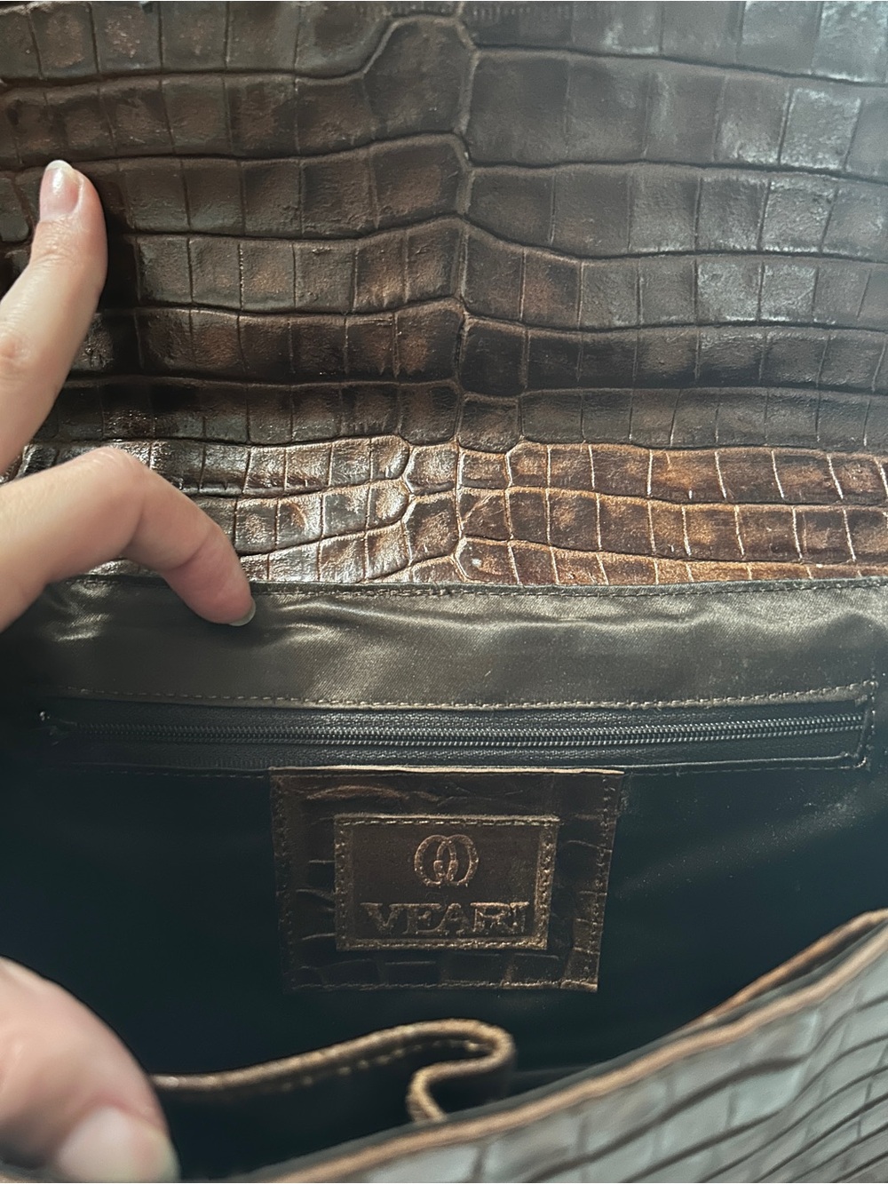Genuine Veari ALLIGATOR CROCODILE SKIN Brown Purse - Picture 9 of 9